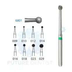Komet Long shank round / rose head bur 6801L