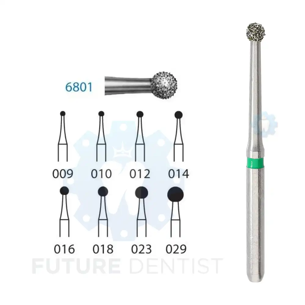 Komet Long shank round / rose head bur 6801L